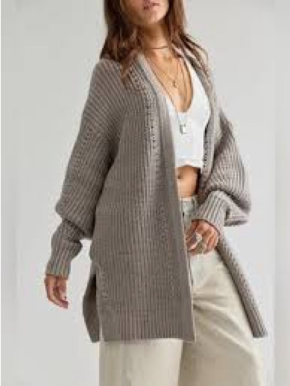 Free People Rib-Knit Open Cardigan Sweater - XSmall Fits Very Oversized Fall